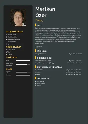 Dalgıç CV Örnekleri cv indir